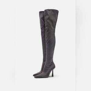 ZARA FABRIC OVER THE KNEE HEELED BOOTS